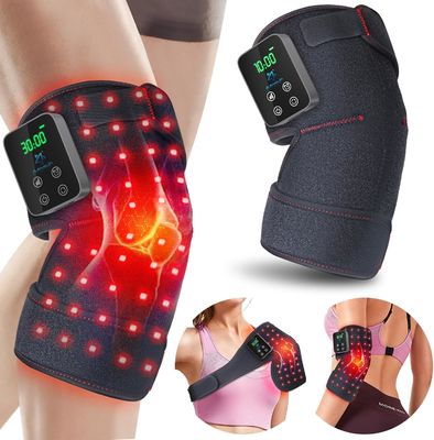 Máy massage đầu gối trị liệu ánh sáng đỏ 660nm 850nm ¢ hồng ngoại + rung động + nhiệt, không dây & sạc lại để giảm đau khớp